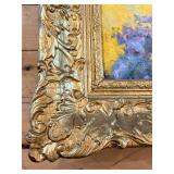 Claude Monet "Chrysanthemums" Reproduction Painting on Canvas & Ornate Gilt Frame