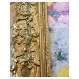 Claude Monet "Chrysanthemums" Reproduction Painting on Canvas & Ornate Gilt Frame