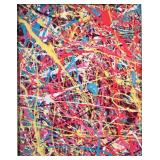 Pollock-Style Abstract Drip Expressionist Painting in Ornate Gold Frame #6