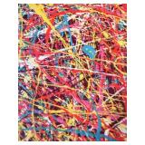 Pollock-Style Abstract Drip Expressionist Painting in Ornate Gold Frame #6