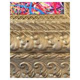 Pollock-Style Abstract Drip Expressionist Painting in Ornate Gold Frame #6