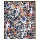 Pollock-Style Abstract Drip Expressionist Painting in Ornate Gold Frame #7