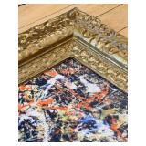 Pollock-Style Abstract Drip Expressionist Painting in Ornate Gold Frame #7