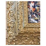 Pollock-Style Abstract Drip Expressionist Painting in Ornate Gold Frame #7