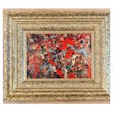 Pollock-Style Abstract Drip Expressionist Painting in Ornate Gold Frame #10