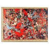 Pollock-Style Abstract Drip Expressionist Painting in Ornate Gold Frame #10