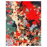 Pollock-Style Abstract Drip Expressionist Painting in Ornate Gold Frame #10