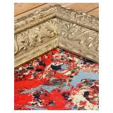 Pollock-Style Abstract Drip Expressionist Painting in Ornate Gold Frame #10