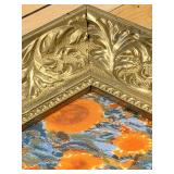 The Cerulean Embrace Of Spring Art Print on Canvas By Roja Amiri In Ornate Gold Frame