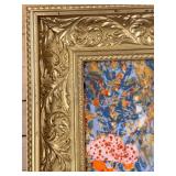 The Cerulean Embrace Of Spring Art Print on Canvas By Roja Amiri In Ornate Gold Frame
