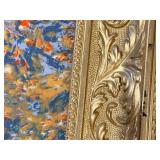 The Cerulean Embrace Of Spring Art Print on Canvas By Roja Amiri In Ornate Gold Frame