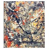 Pollock-Style Abstract Drip Expressionist Painting in Ornate Gold Frame #11