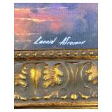 Leonid Afremov Sunset Sailboat Reproduction on Canvas Painting & Ornate Gold Frame