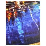 Leonid Afremov Style Harbor Sunset Cityscape Print with Ornate Gold Frame