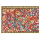 Pollock-Style Abstract Drip Expressionist Painting in Ornate Gold Frame #12