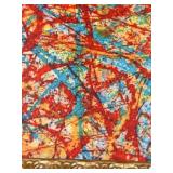 Pollock-Style Abstract Drip Expressionist Painting in Ornate Gold Frame #12