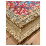 Pollock-Style Abstract Drip Expressionist Painting in Ornate Gold Frame #12