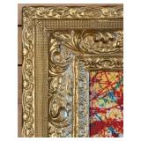 Pollock-Style Abstract Drip Expressionist Painting in Ornate Gold Frame #12