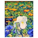 Vincent Van Gogh Reproduction "Irises" Floral Artwork on Canvas in an Ornate Gold Frame