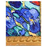 Vincent Van Gogh Reproduction "Irises" Floral Artwork on Canvas in an Ornate Gold Frame