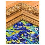 Vincent Van Gogh Reproduction "Irises" Floral Artwork on Canvas in an Ornate Gold Frame