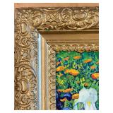Vincent Van Gogh Reproduction "Irises" Floral Artwork on Canvas in an Ornate Gold Frame