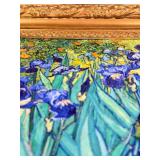 Vincent Van Gogh Reproduction "Irises" Floral Artwork on Canvas in an Ornate Gold Frame