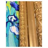 Vincent Van Gogh Reproduction "Irises" Floral Artwork on Canvas in an Ornate Gold Frame