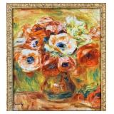 Framed Reproduction of Renoir Anemones Canvas Print & Ornate Frame