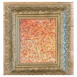 Pollock-Style Abstract Drip Expressionist Painting in Ornate Gold Frame #13