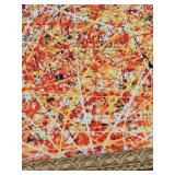 Pollock-Style Abstract Drip Expressionist Painting in Ornate Gold Frame #13