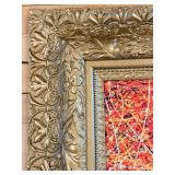 Pollock-Style Abstract Drip Expressionist Painting in Ornate Gold Frame #13