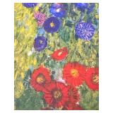 Framed Klimt Reproduction Canvas: Farm Garden with Sunflowers