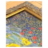 Framed Klimt Reproduction Canvas: Farm Garden with Sunflowers