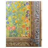 Framed Klimt Reproduction Canvas: Farm Garden with Sunflowers