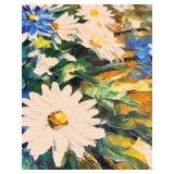 Leonid Afremov Daisy Bouquet Palette Knife Print on Canvas Framed Reproduction