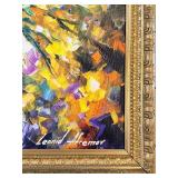 Leonid Afremov Daisy Bouquet Palette Knife Print on Canvas Framed Reproduction