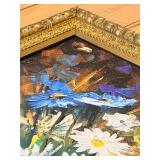 Leonid Afremov Daisy Bouquet Palette Knife Print on Canvas Framed Reproduction