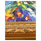 Leonid Afremov Daisy Bouquet Palette Knife Print on Canvas Framed Reproduction