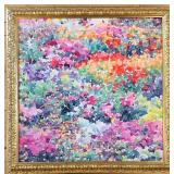 Jacques Maldonado Abstract Floral Painting with Gold Frame - Reproduction on Canvas