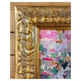 Jacques Maldonado Abstract Floral Painting with Gold Frame - Reproduction on Canvas