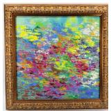 Reproduction of Abstract Expressionist Painting by Spoz in Ornate Gold Frame