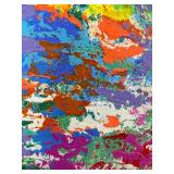 Reproduction of Abstract Expressionist Painting by Spoz in Ornate Gold Frame