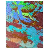 Reproduction of Abstract Expressionist Painting by Spoz in Ornate Gold Frame