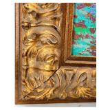 Reproduction of Abstract Expressionist Painting by Spoz in Ornate Gold Frame