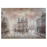 Impressionist Cityscape Painting in Ornate Gilt Frame