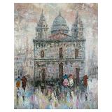 Impressionist Cityscape Painting in Ornate Gilt Frame