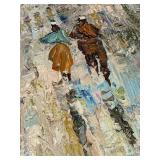 Impressionist Cityscape Painting in Ornate Gilt Frame