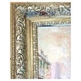 Impressionist Cityscape Painting in Ornate Gilt Frame