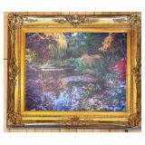 Claude Monet Water Lilies Reproduction on Canvas in Gilt Frame